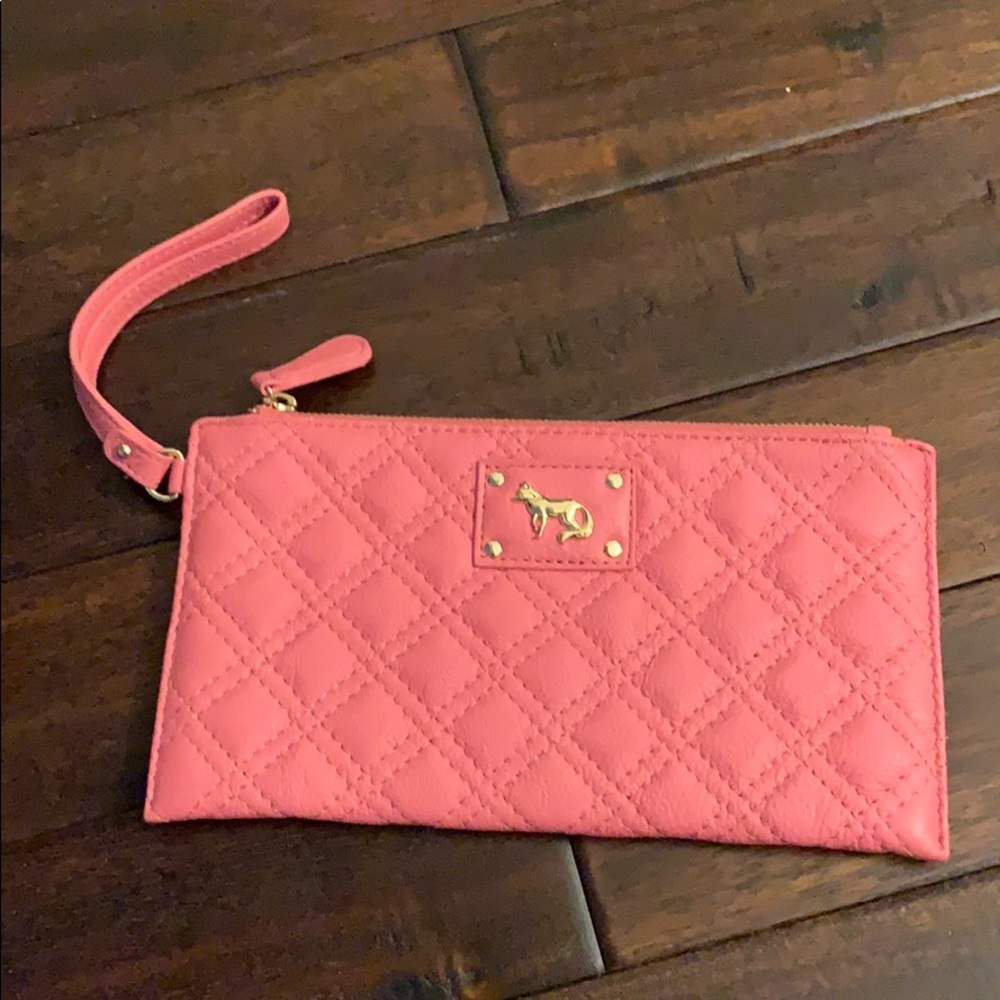 Emma Fox Pink Quilted Zip Wristlet EUC!